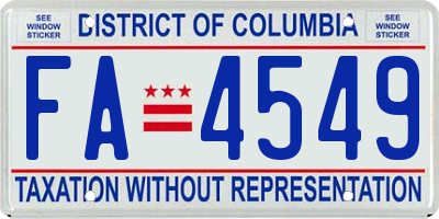 DC license plate FA4549