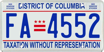 DC license plate FA4552