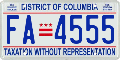 DC license plate FA4555