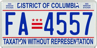 DC license plate FA4557