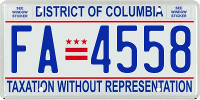 DC license plate FA4558