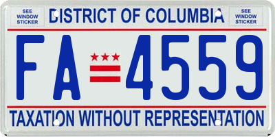 DC license plate FA4559