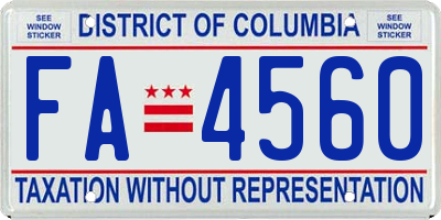 DC license plate FA4560