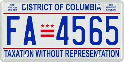 DC license plate FA4565