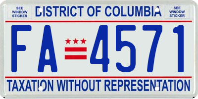 DC license plate FA4571