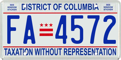 DC license plate FA4572