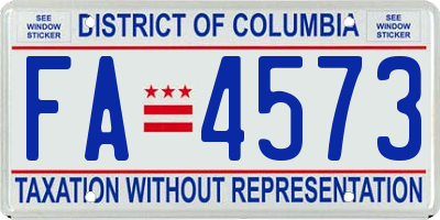 DC license plate FA4573