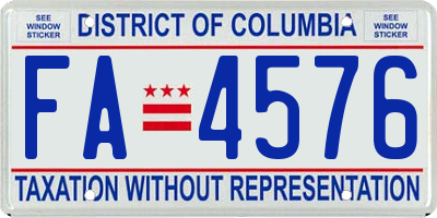 DC license plate FA4576