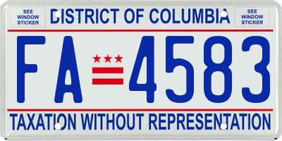 DC license plate FA4583