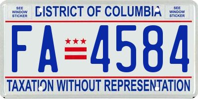 DC license plate FA4584