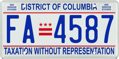 DC license plate FA4587