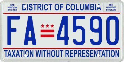 DC license plate FA4590