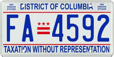 DC license plate FA4592