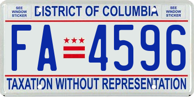 DC license plate FA4596