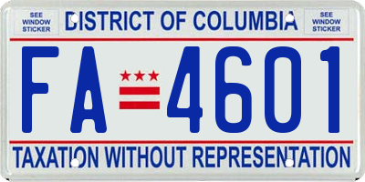 DC license plate FA4601