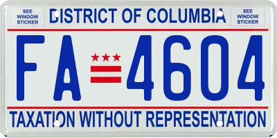 DC license plate FA4604