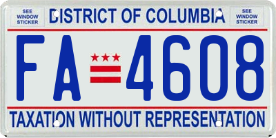 DC license plate FA4608