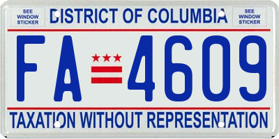 DC license plate FA4609