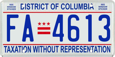 DC license plate FA4613