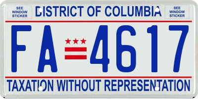 DC license plate FA4617