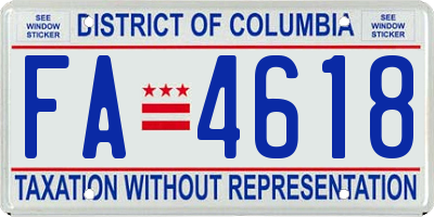 DC license plate FA4618