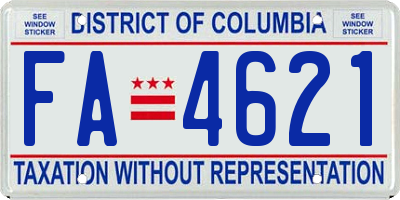 DC license plate FA4621