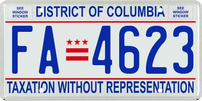 DC license plate FA4623