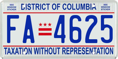 DC license plate FA4625