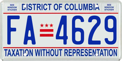 DC license plate FA4629