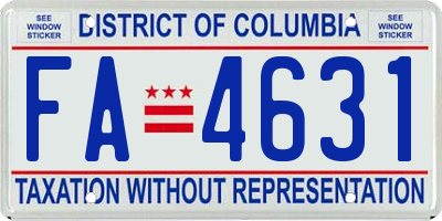 DC license plate FA4631