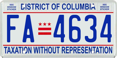 DC license plate FA4634