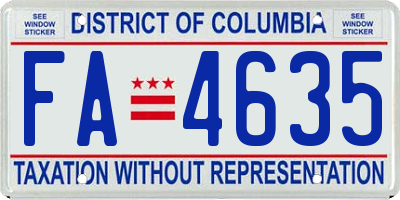 DC license plate FA4635