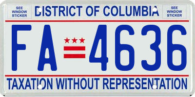 DC license plate FA4636