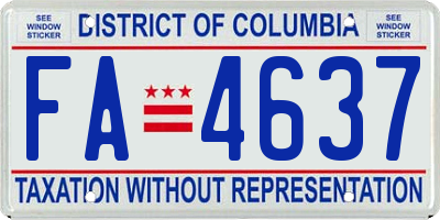 DC license plate FA4637