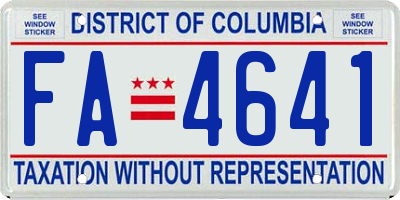 DC license plate FA4641