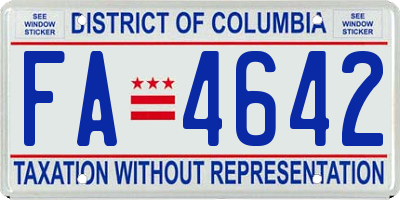 DC license plate FA4642