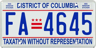 DC license plate FA4645