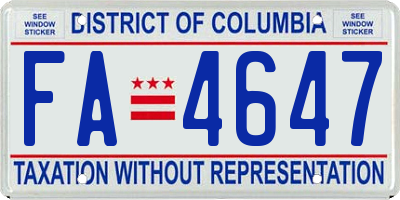 DC license plate FA4647