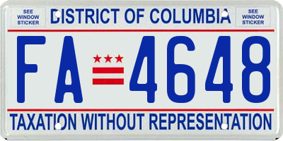 DC license plate FA4648