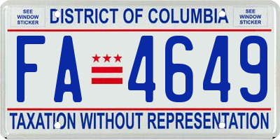 DC license plate FA4649