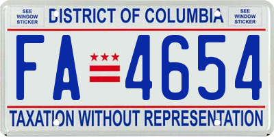 DC license plate FA4654