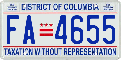 DC license plate FA4655