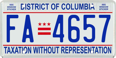 DC license plate FA4657