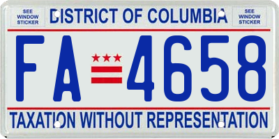 DC license plate FA4658