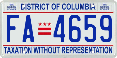 DC license plate FA4659