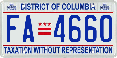 DC license plate FA4660