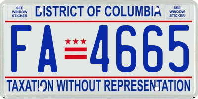 DC license plate FA4665