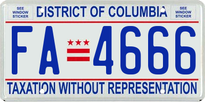 DC license plate FA4666