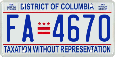 DC license plate FA4670