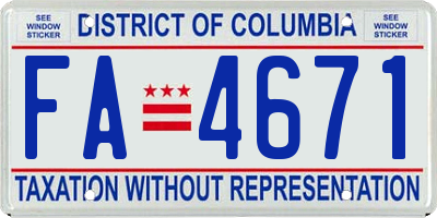 DC license plate FA4671